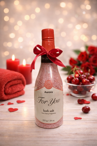 Sól do kąpieli wiśniowa – aromatyczna sól w butelce szampana