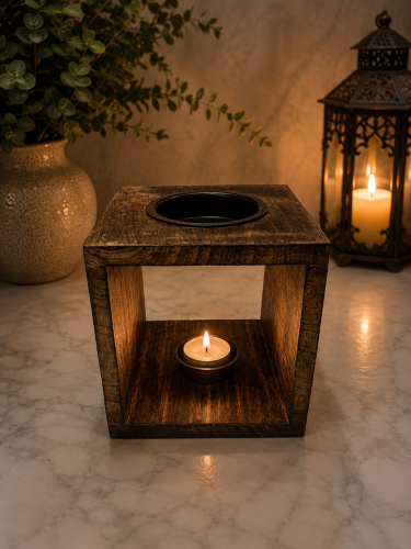 Kominek do olejków zapachowych z drewna mango – kominek zapachowy na tealight | dekoracja do domu